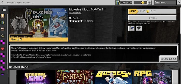 افزونه Mowzie’s Mobs همچنین یک گزینه مناسب برای نسخه بدراک ماینکرفت دارد.